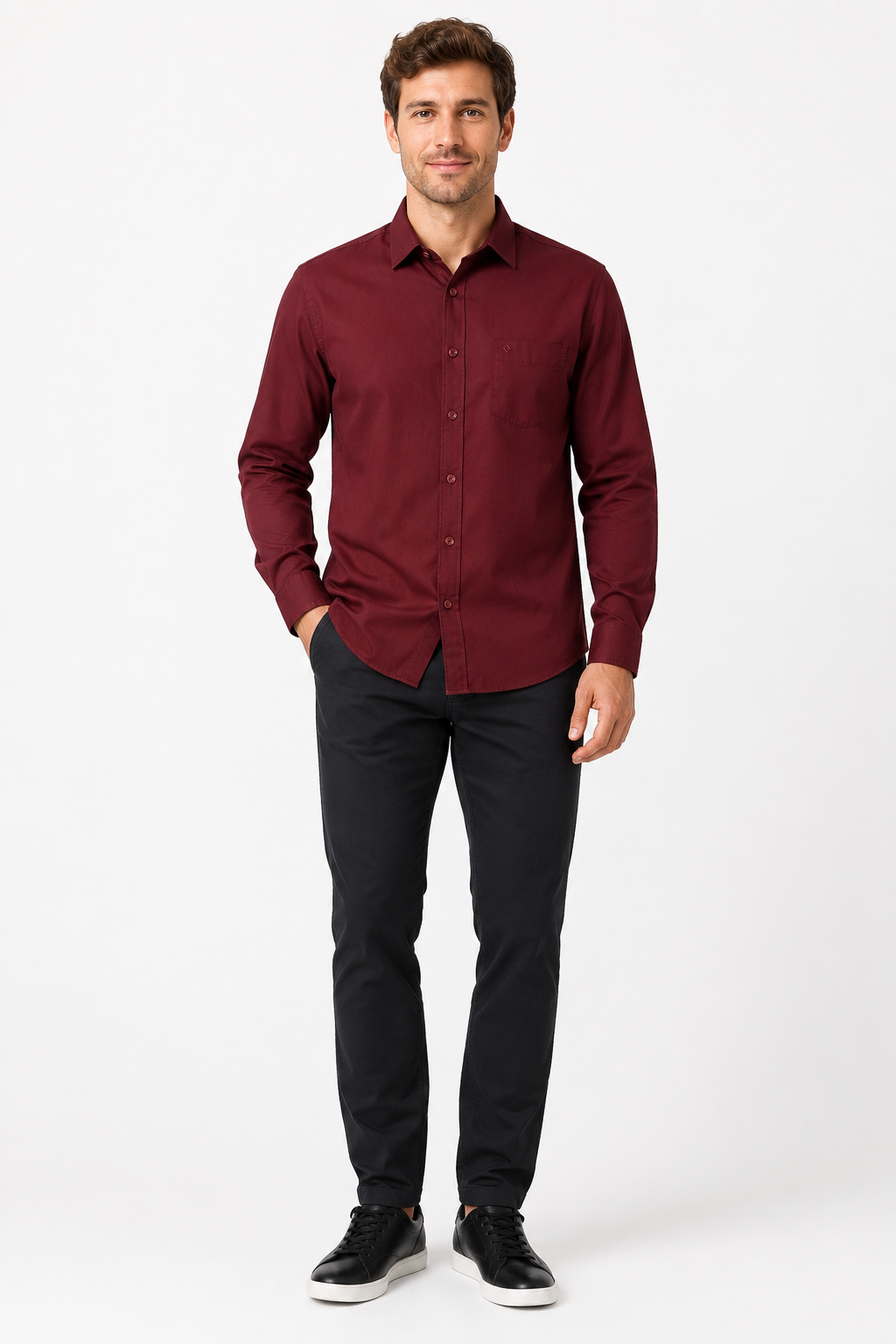 Men’s Premium Cotton Full Sleeve Formal Office Shirt – Maroon