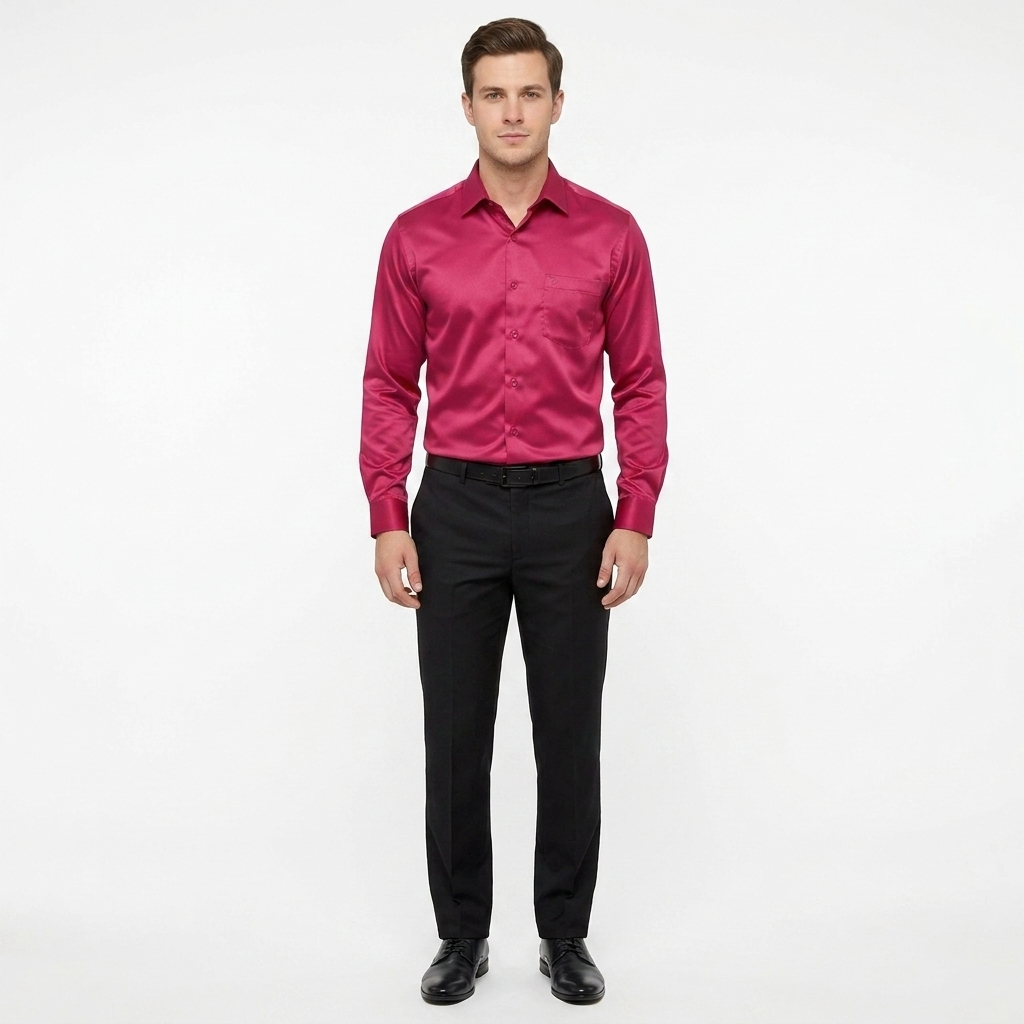 Men’s Soft Satin Full-Sleeve Casual & Party Wear Shirt – Red