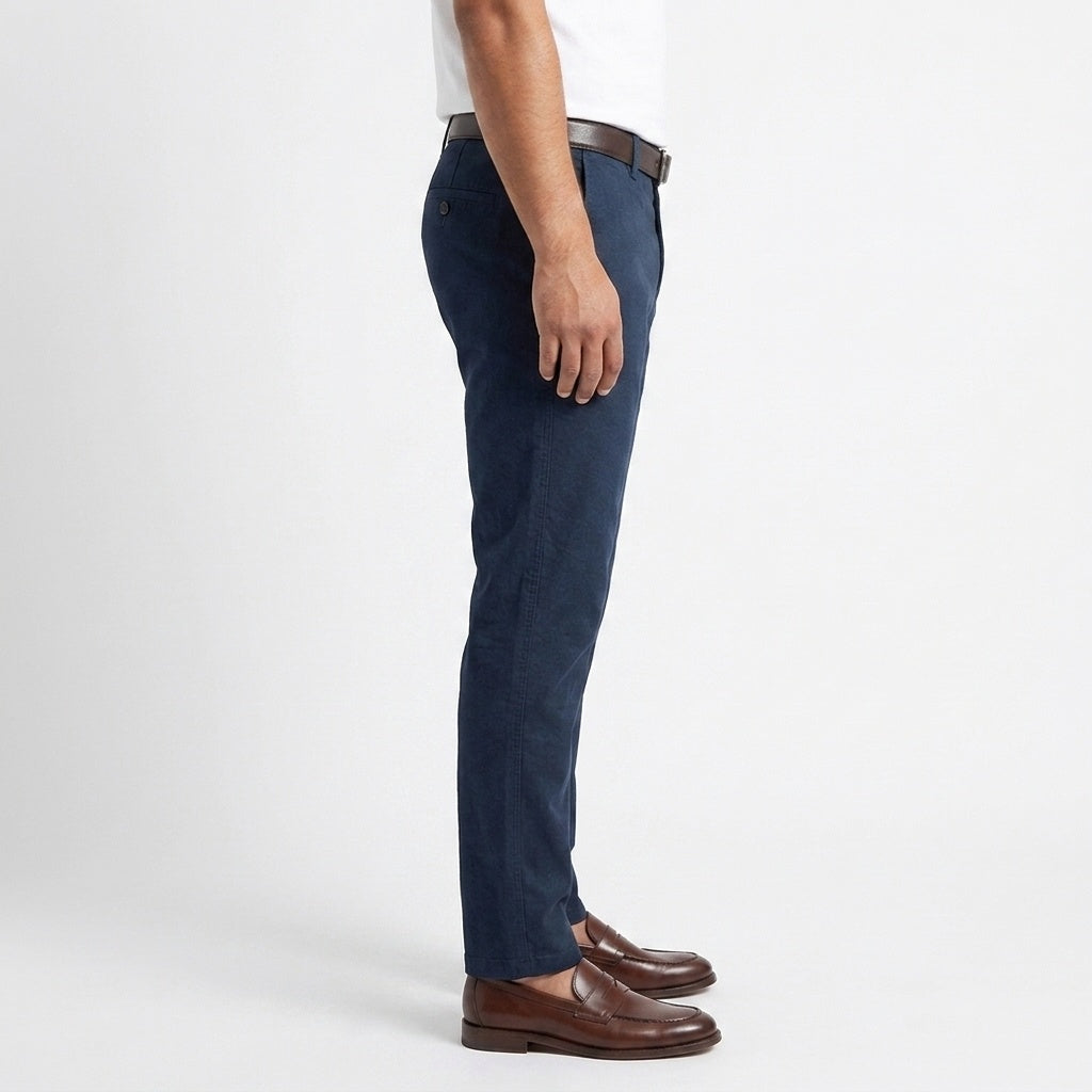 Men's Classic Linen Trousers – Navy