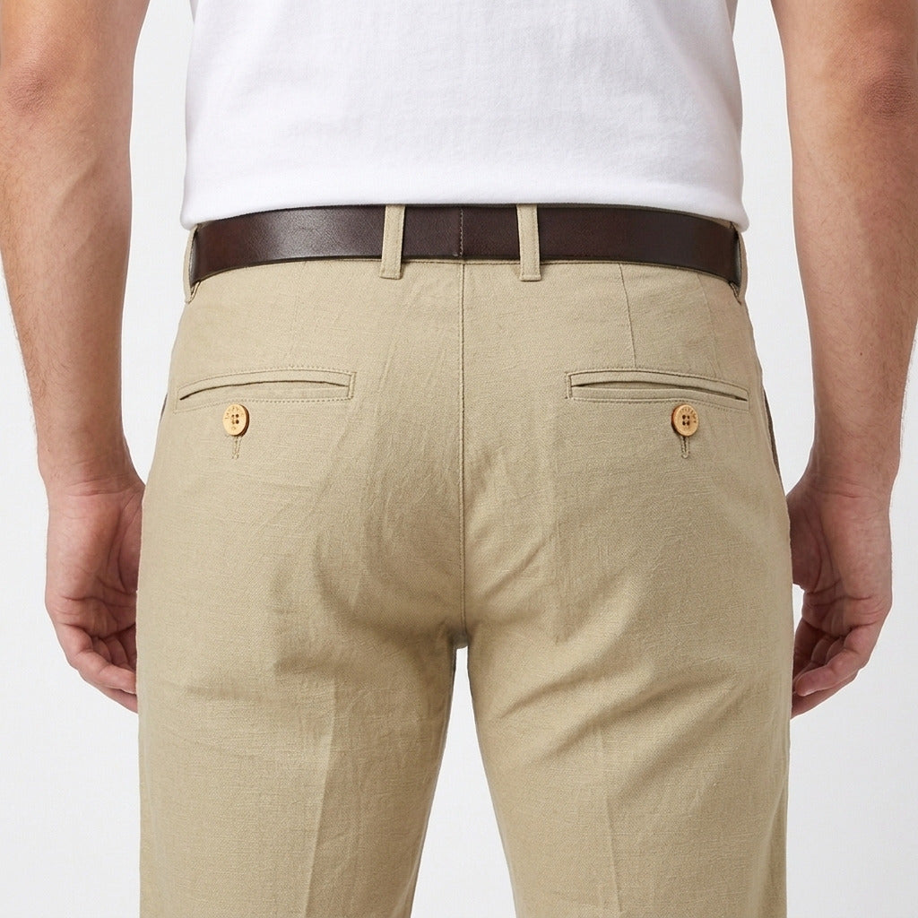 Men's Classic Linen Trousers – Cream