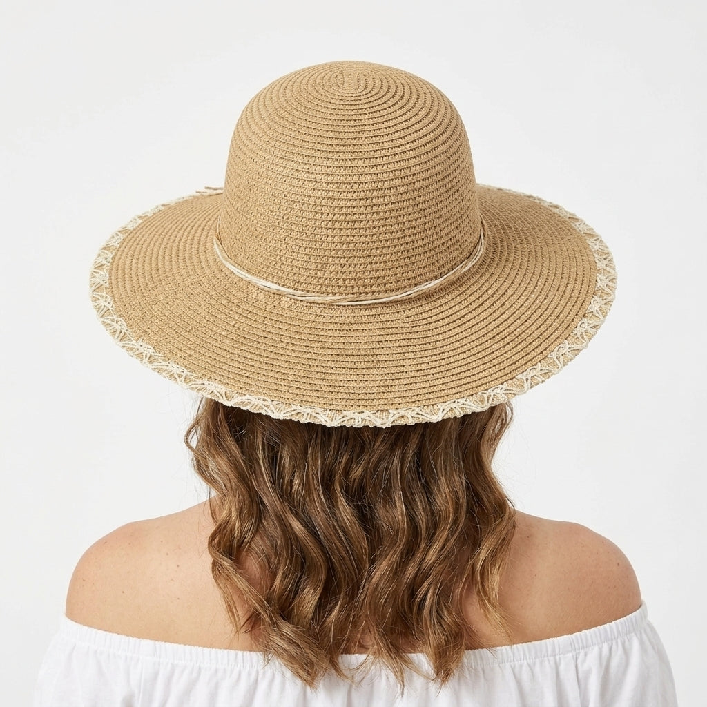Women's Wide Brim Straw Floppy Sun Hat – Camel