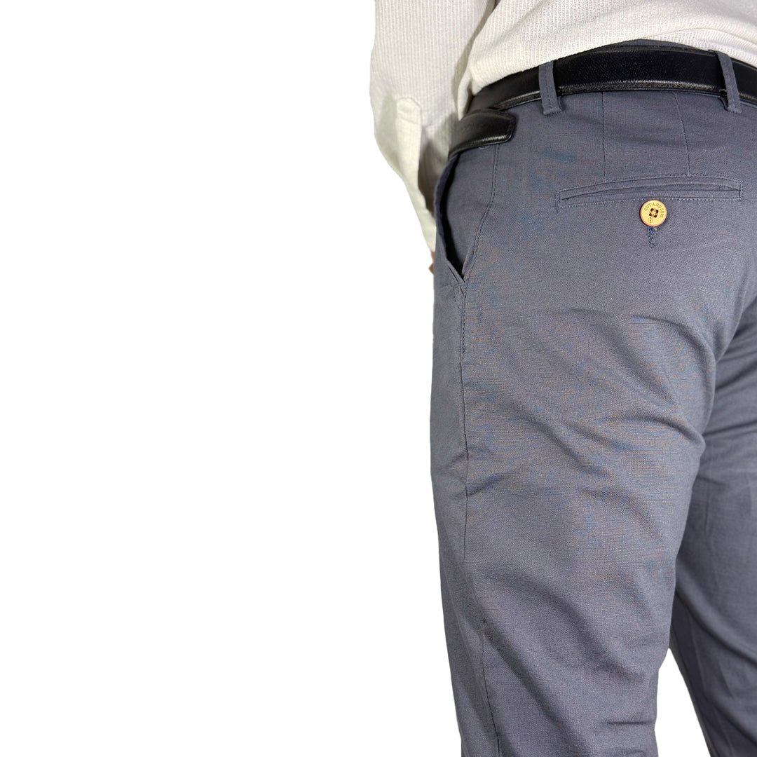 MENS CLASSIC LINEN TROUSERS IN DARK GREY