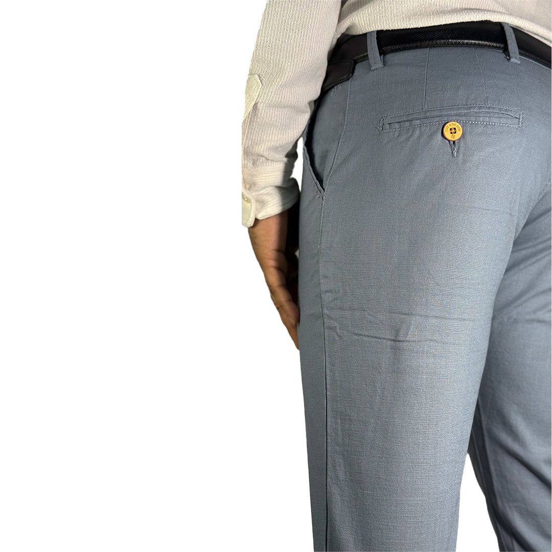 MENS CLASSIC LINEN TROUSERS IN TEAL BLUE