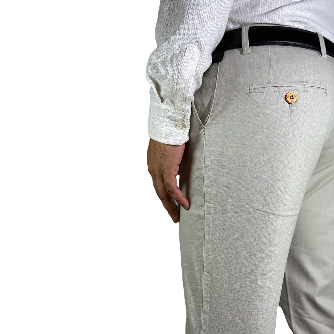 MENS CLASSIC LINEN TROUSERS IN LIGHT GREY