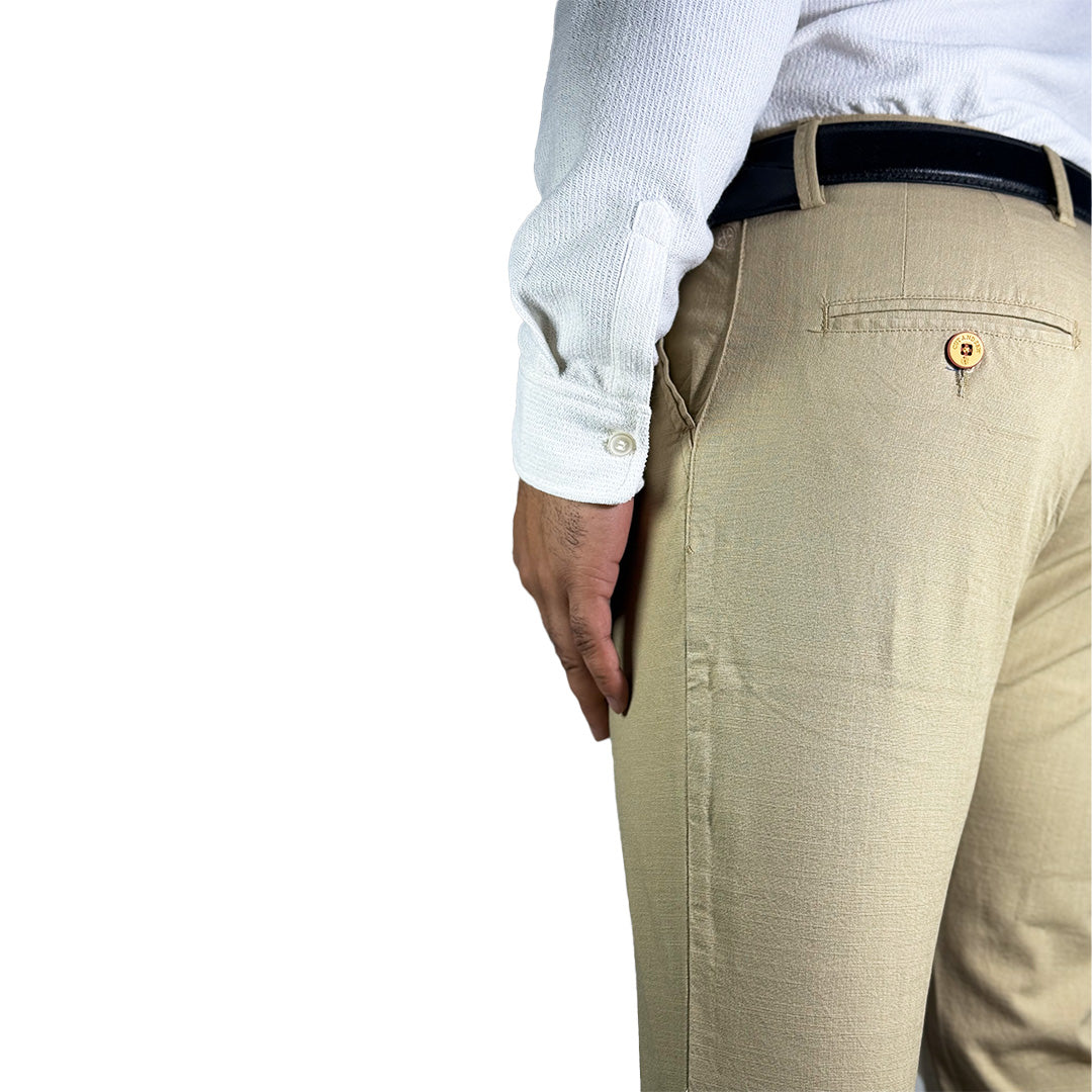 MENS CLASSIC LINEN TROUSERS IN BEIGE