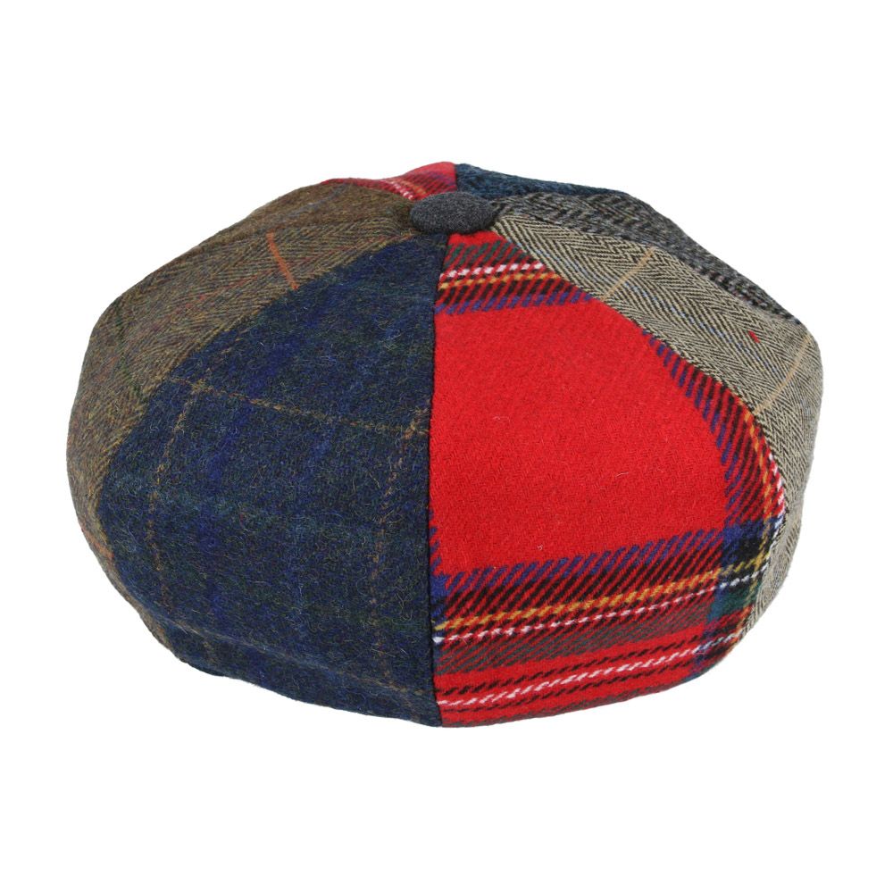 MENS TWEED HERRINGBONE WOOL NEWSBOY CAP - MULTI COLOUR