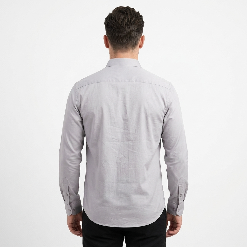 Men's classic long sleeve plain soft cotton dress formal shirt GREY