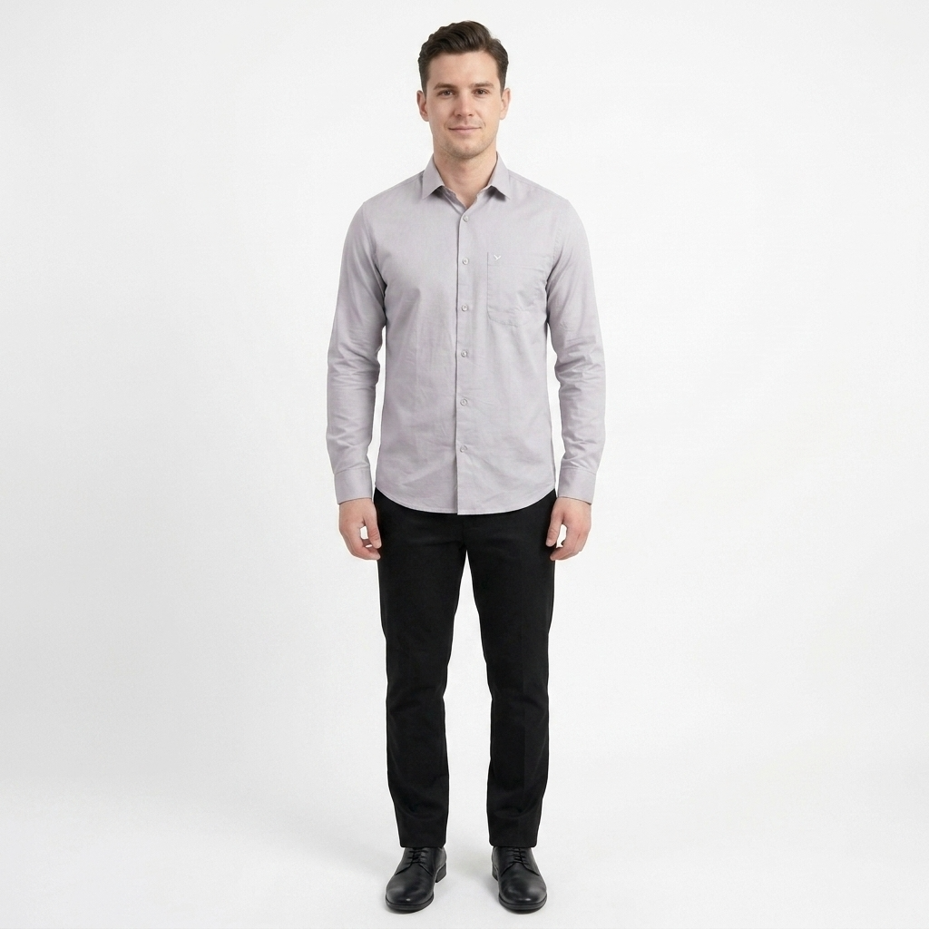 Men's Classic Long Sleeve Cotton Formal Shirt - Grey