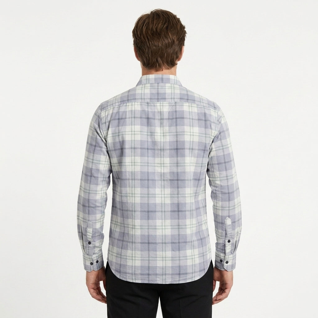 Men's Classic Cotton Check Casual & holiday office wear Shirt for outings GREY