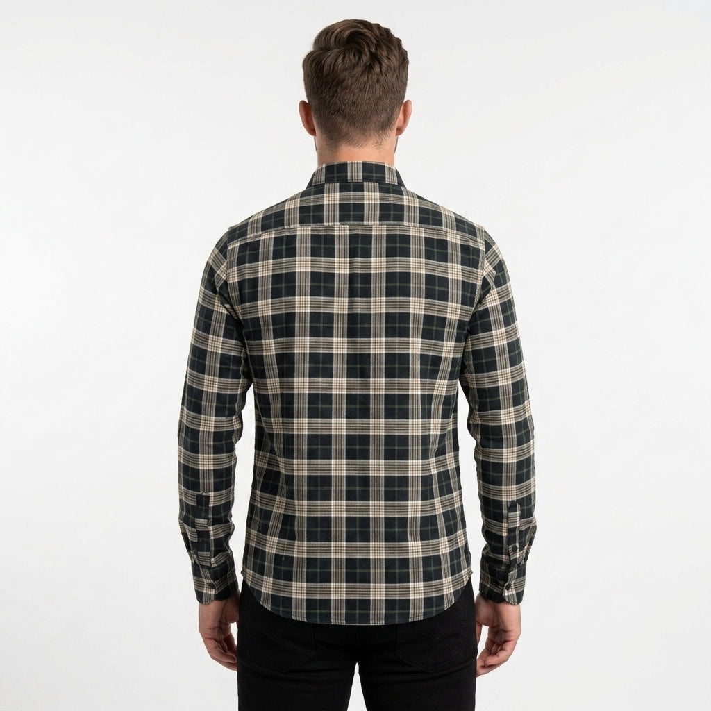 Men's Classic Cotton Check Casual & holiday office wear Shirt for outings BLACK