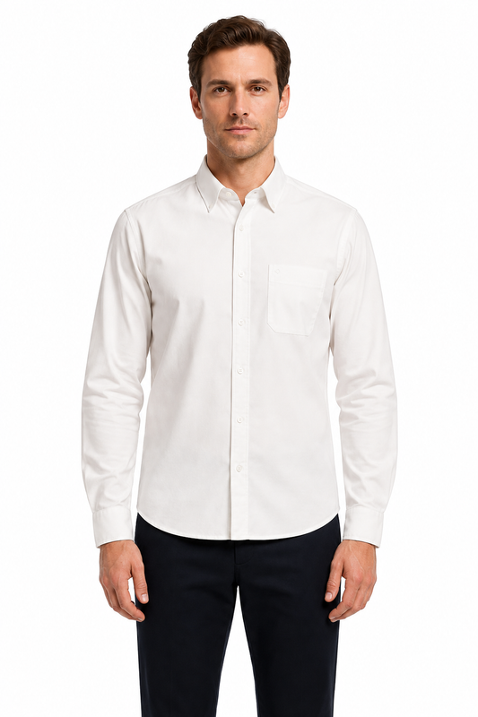 Men’s Premium Cotton Full Sleeve Formal Office Shirt – White