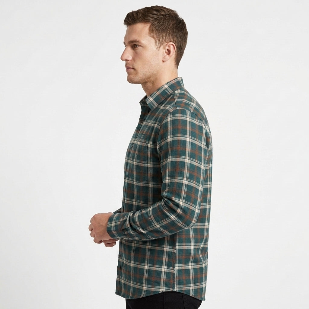 Men's Classic Cotton Check Casual & holiday office wear Shirt for outings GREEN