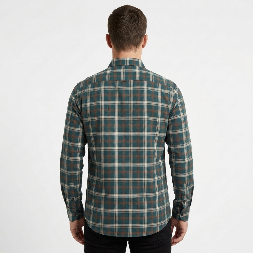 Men's Classic Cotton Check Casual & holiday office wear Shirt for outings GREEN