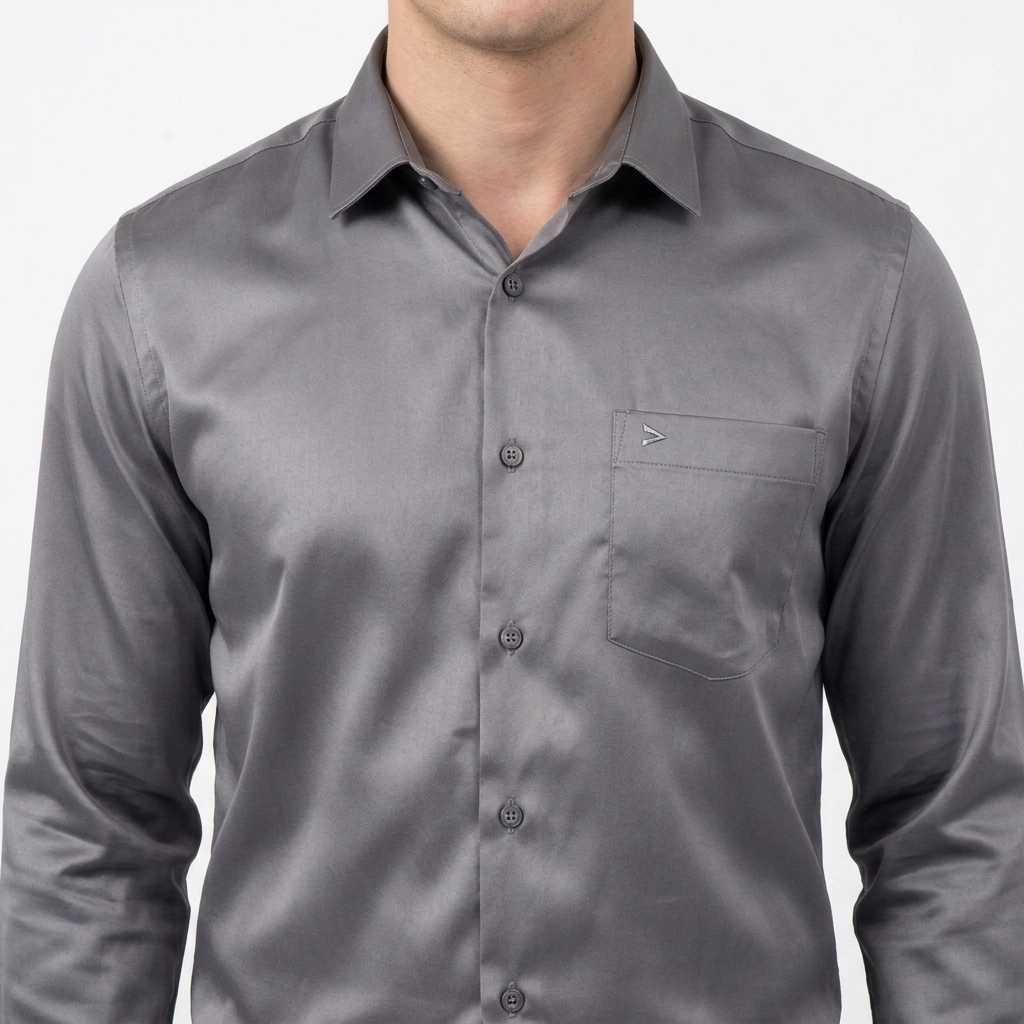 Men’s Soft Satin Full-Sleeve Casual & Party Wear Shirt – Dark Grey