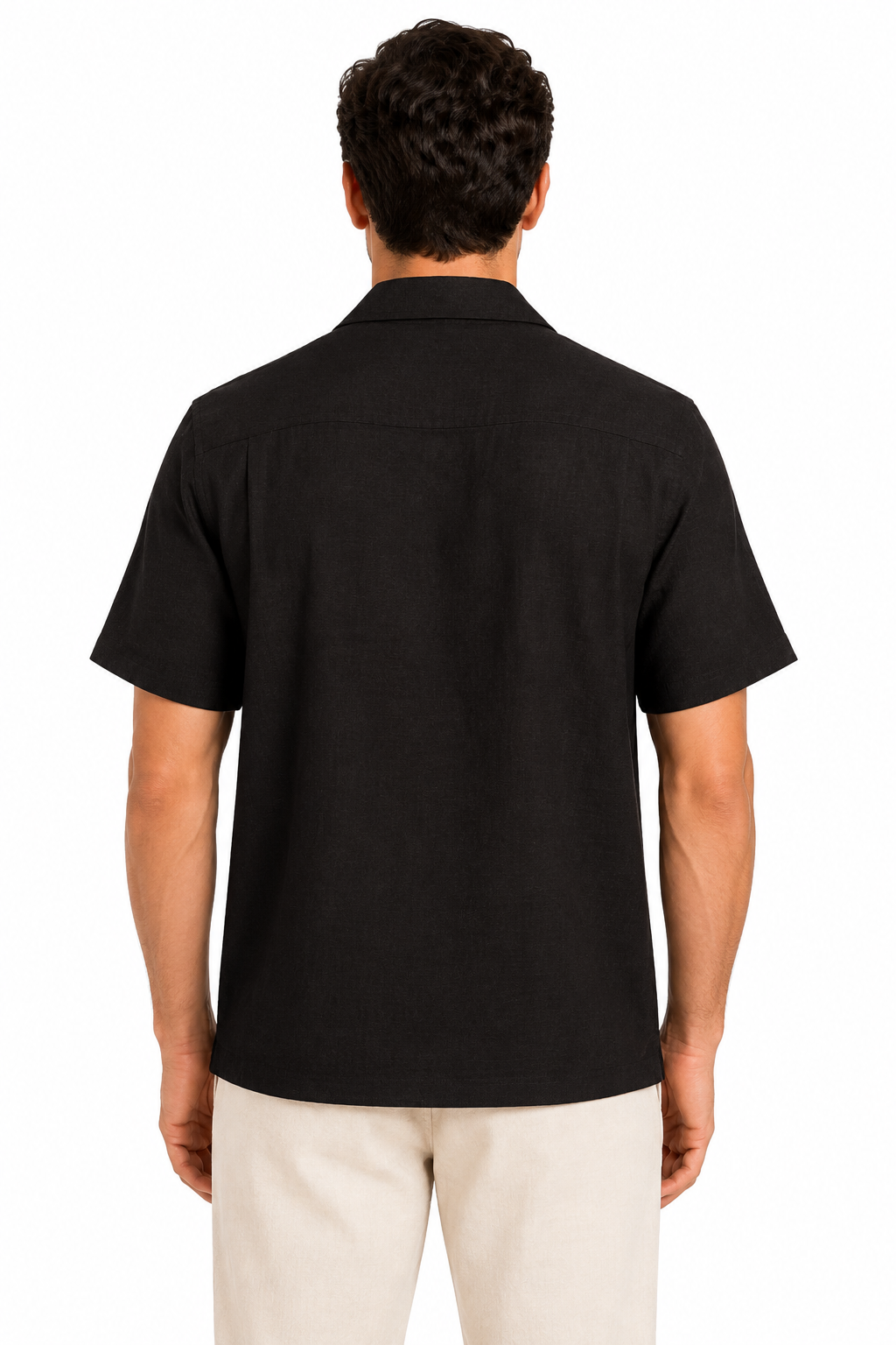 Men’s Premium Linen Cuban Collar Shirt – Black