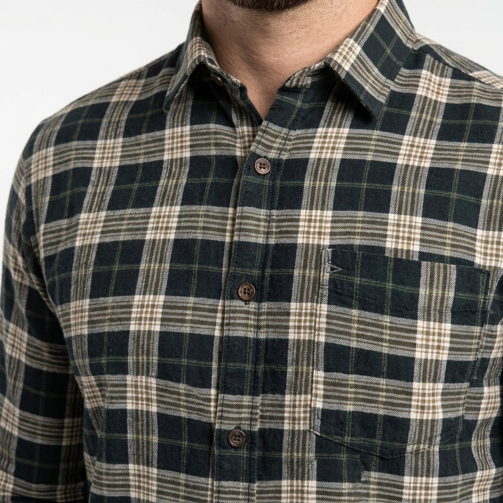 Men's Classic Cotton Check Casual & holiday office wear Shirt for outings BLACK