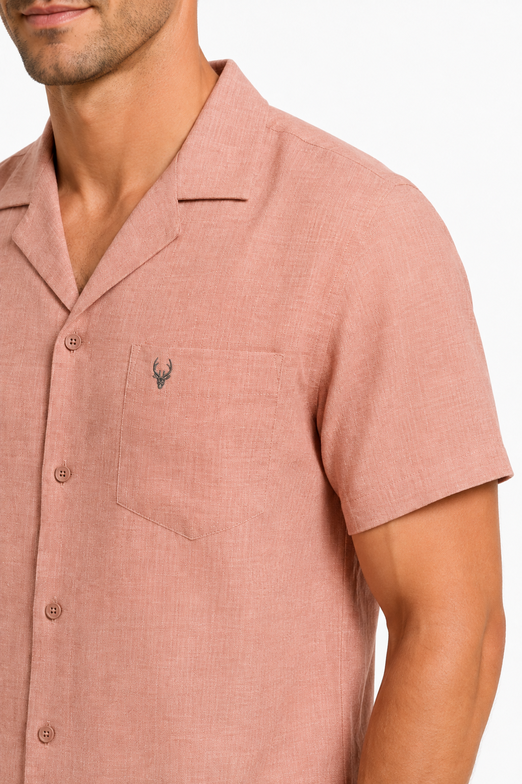 Men’s Premium Linen Cuban Collar Shirt – Pink
