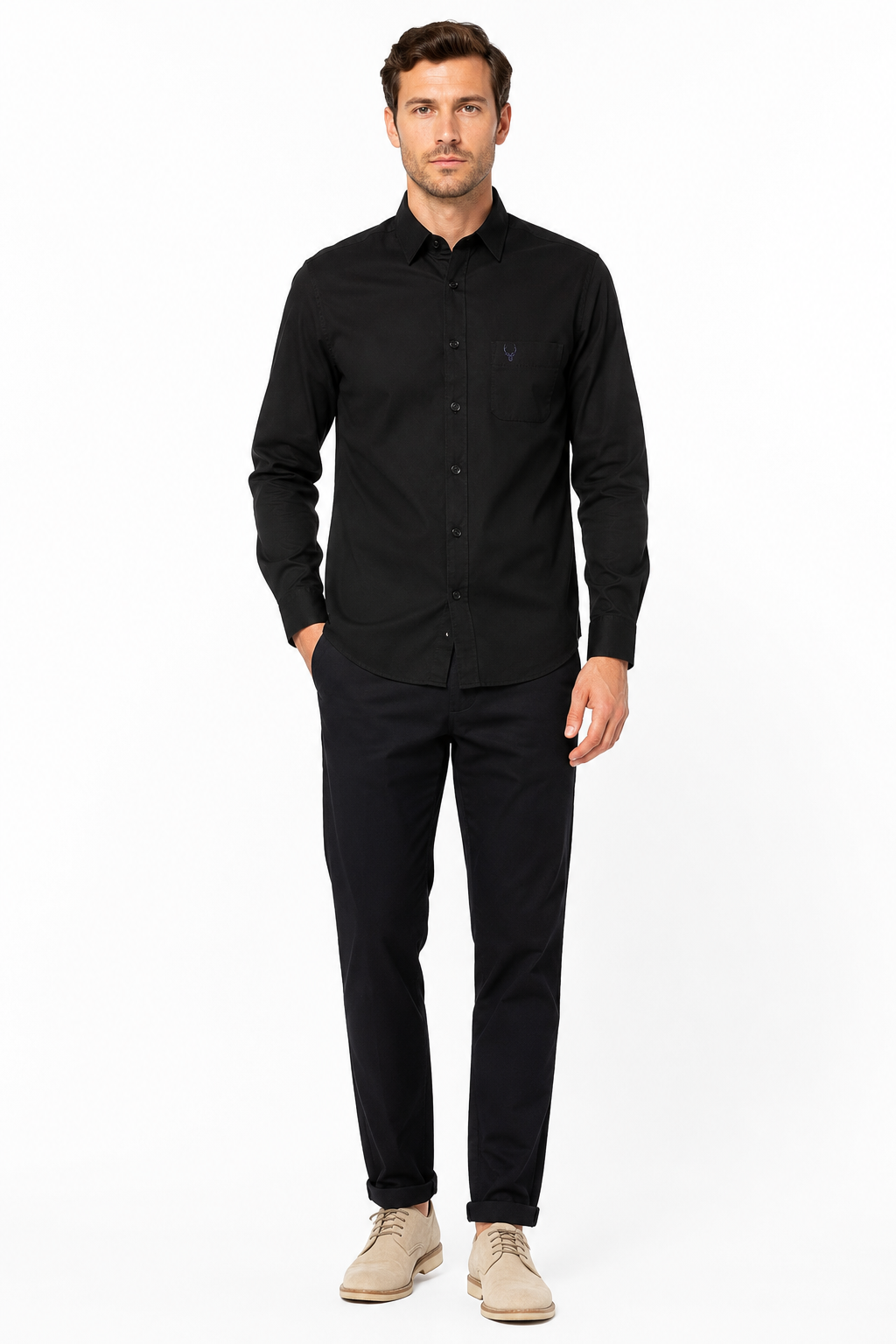 Men’s Premium Cotton Full Sleeve Formal Office Shirt – Black