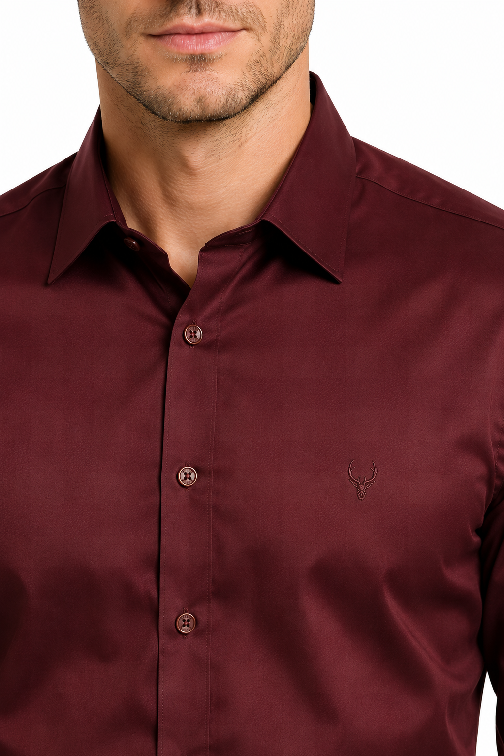 Men’s Premium Full Sleeve Satin Shirt – Maroon