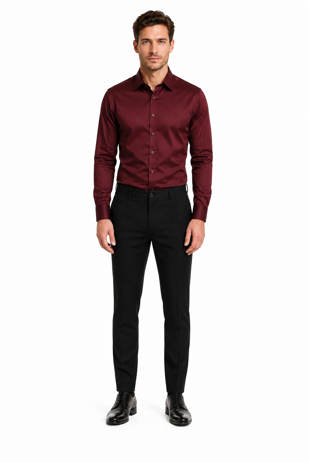 Men’s Premium Full Sleeve Satin Shirt – Maroon