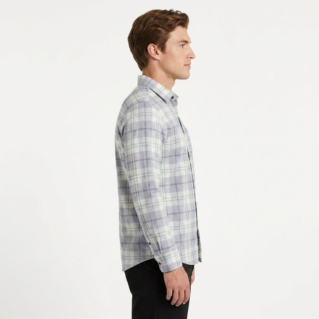 Men's Classic Cotton Check Casual & holiday office wear Shirt for outings GREY