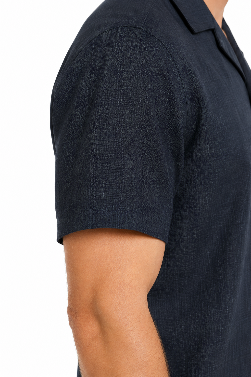 Men’s Premium Linen Cuban Collar Shirt – Navy