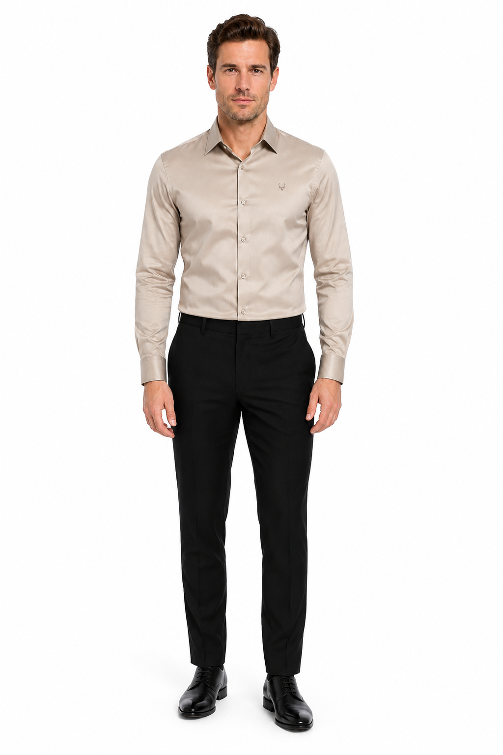 Men’s Premium Full Sleeve Satin Shirt – Beige