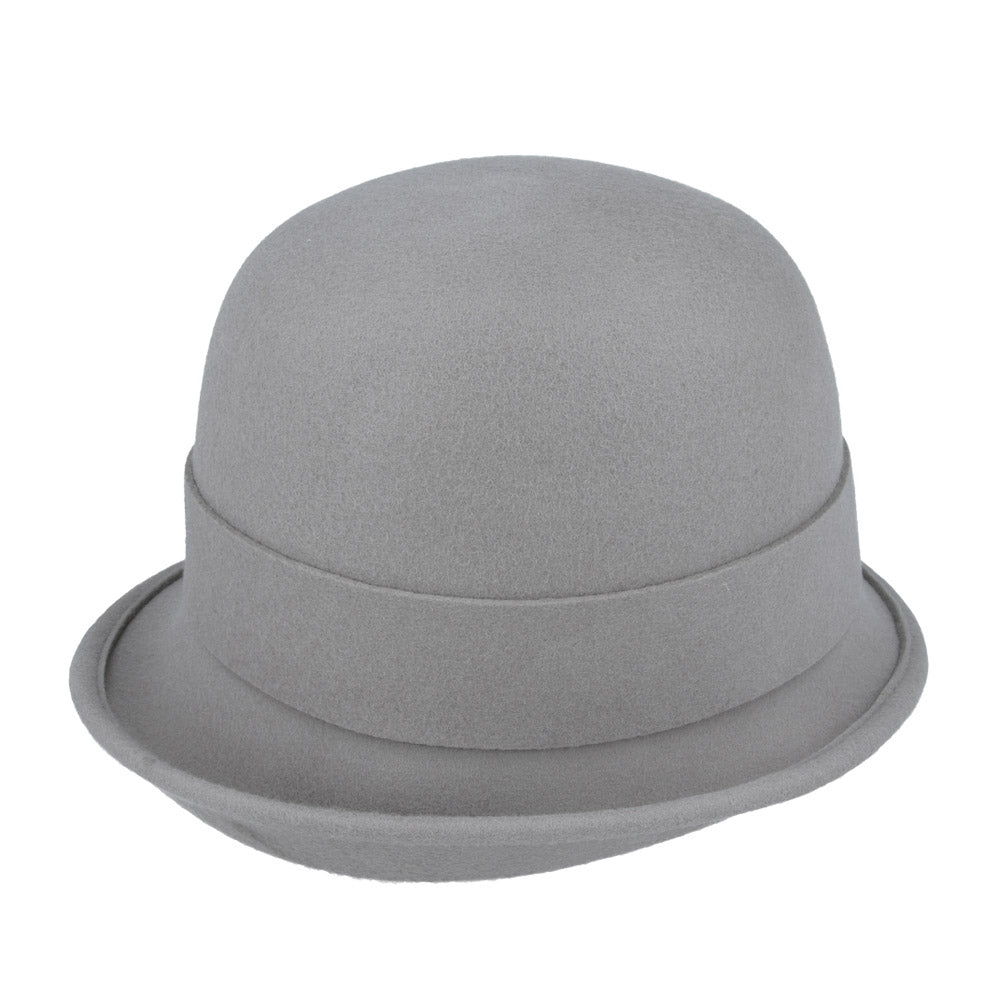 Product Title: Ladies Chic Vintage Wool Cloche Hat with Bow & Belt – Grey