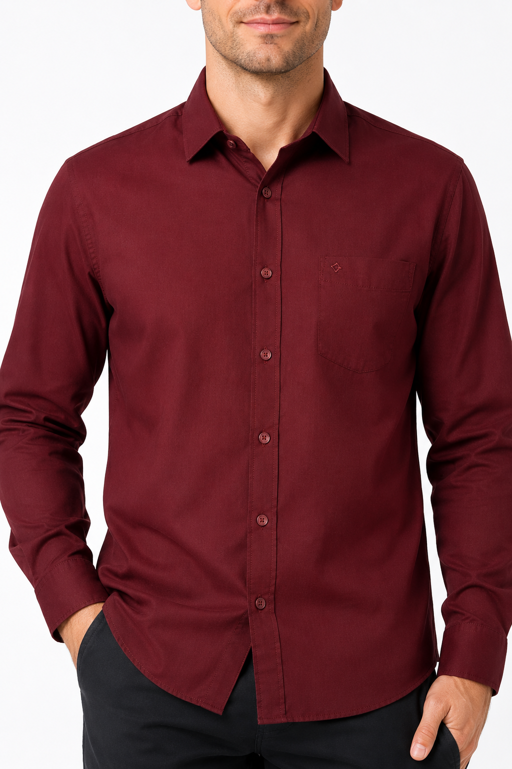 Men’s Premium Cotton Full Sleeve Formal Office Shirt – Maroon