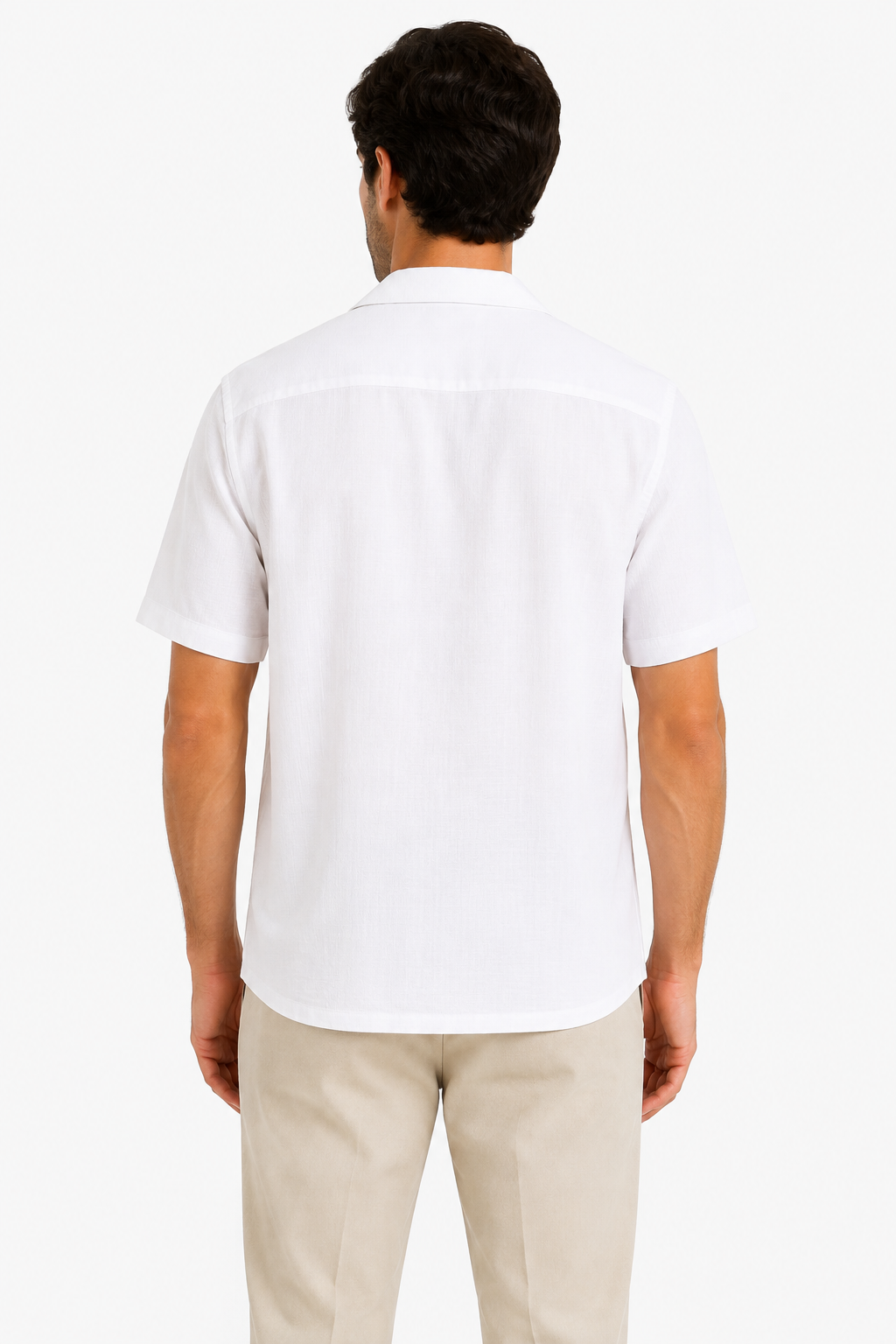 Men’s Premium Linen Cuban Collar Shirt – White
