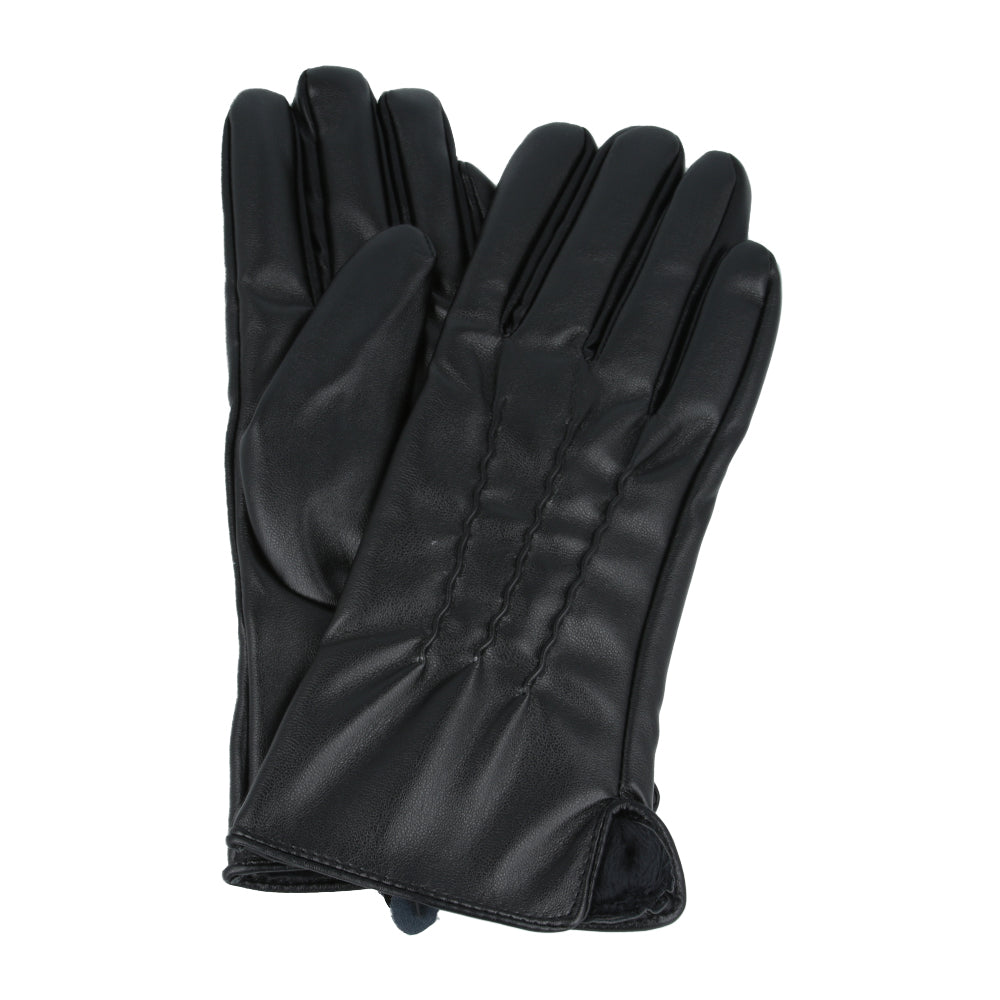 Women’s PU Gloves with Soft Warm Lining – Black