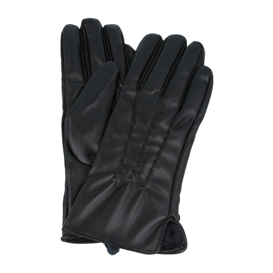 Women’s PU Gloves with Soft Warm Lining – Black