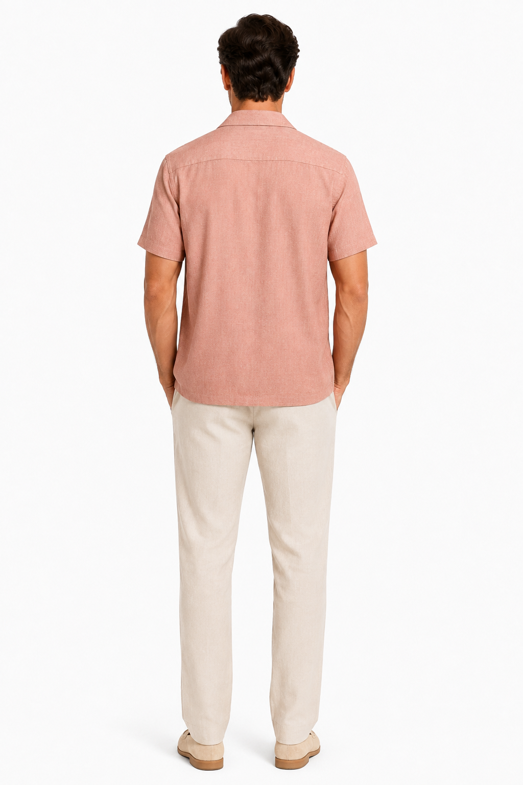Men’s Premium Linen Cuban Collar Shirt – Pink