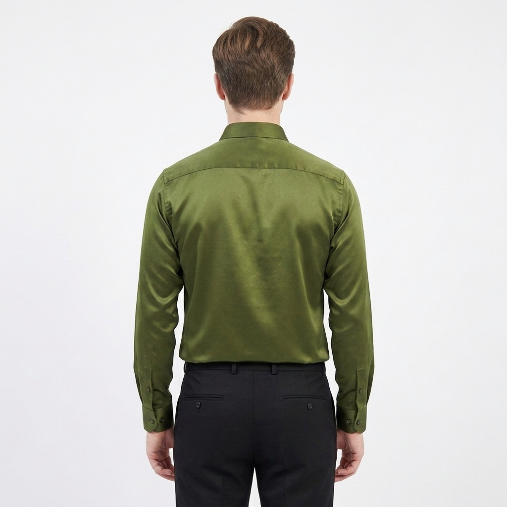 Men’s Soft Satin Full-Sleeve Casual & Party Wear Shirt – Green