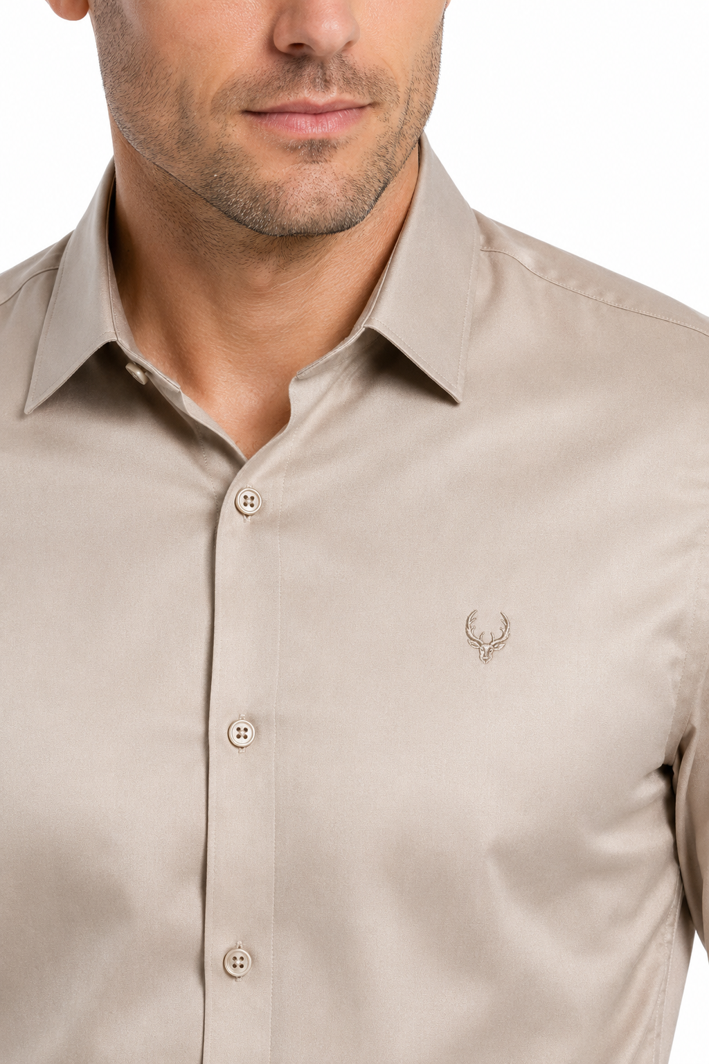 Men’s Premium Full Sleeve Satin Shirt – Beige