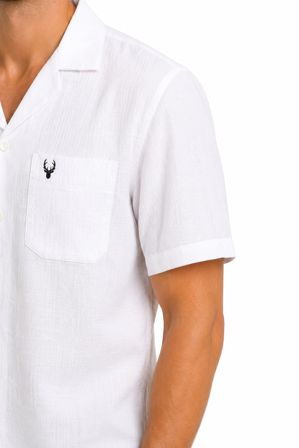 Men’s Premium Linen Cuban Collar Shirt – White