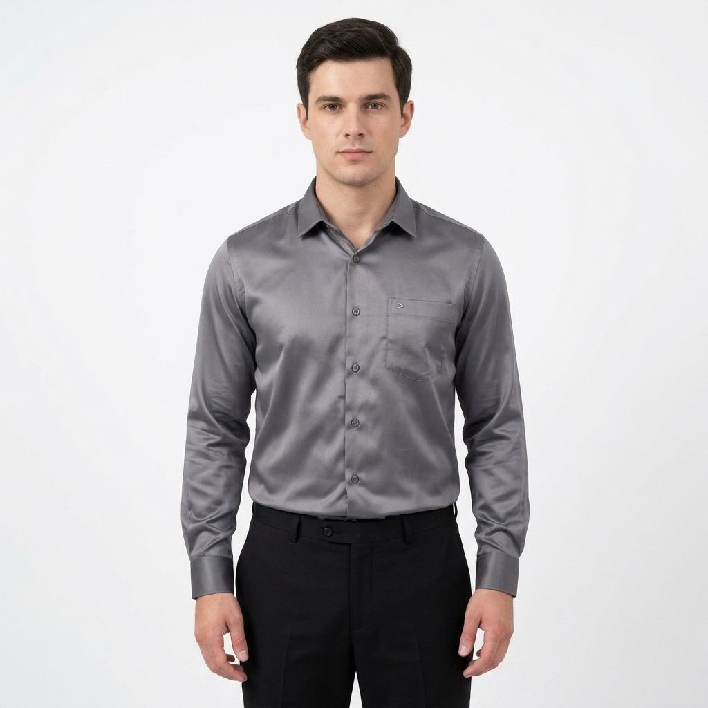 Men’s Soft Satin Full-Sleeve Casual & Party Wear Shirt – Dark Grey