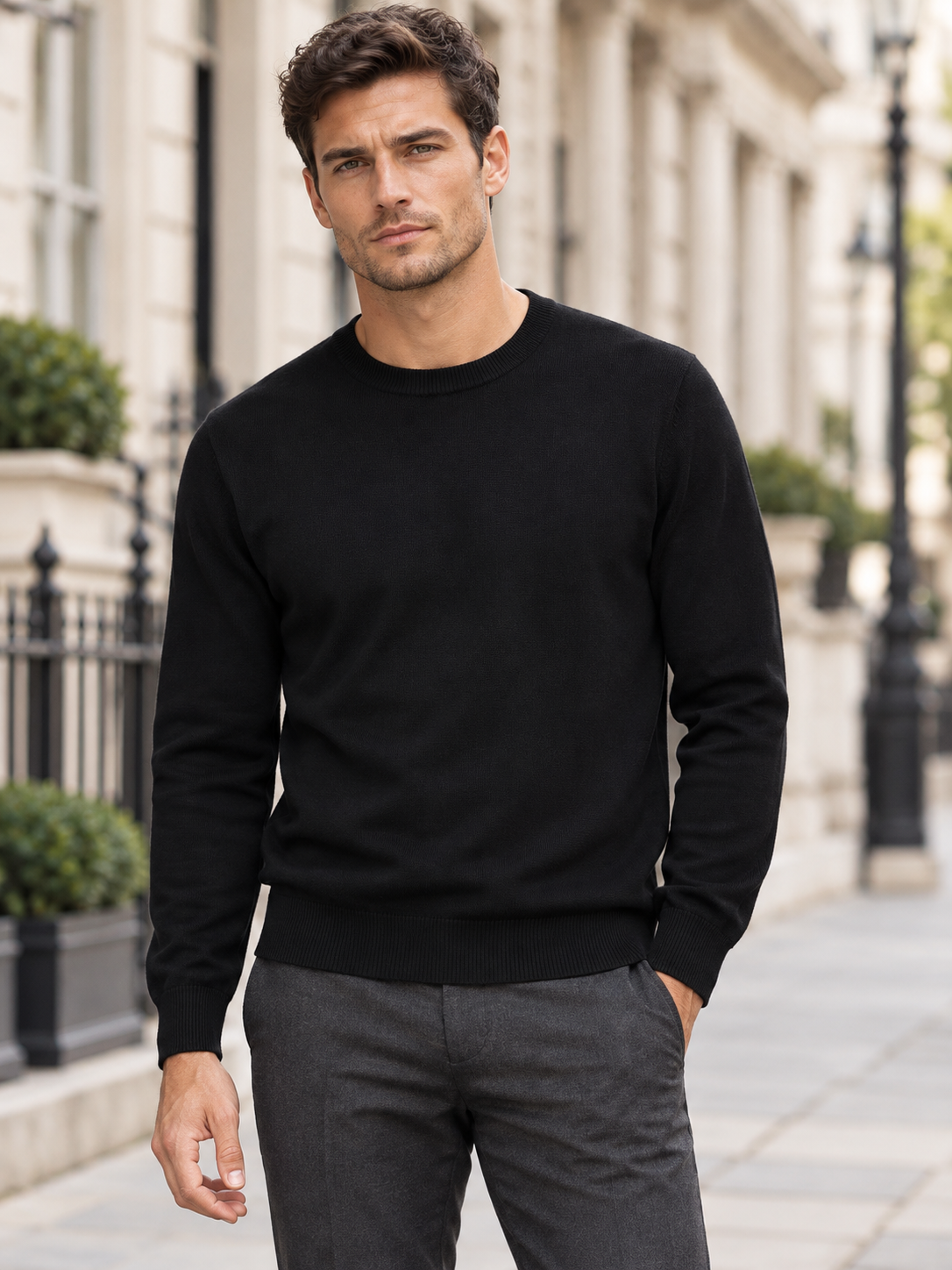 Lazy Crazy London Men's Crew Neck Jumper - Black