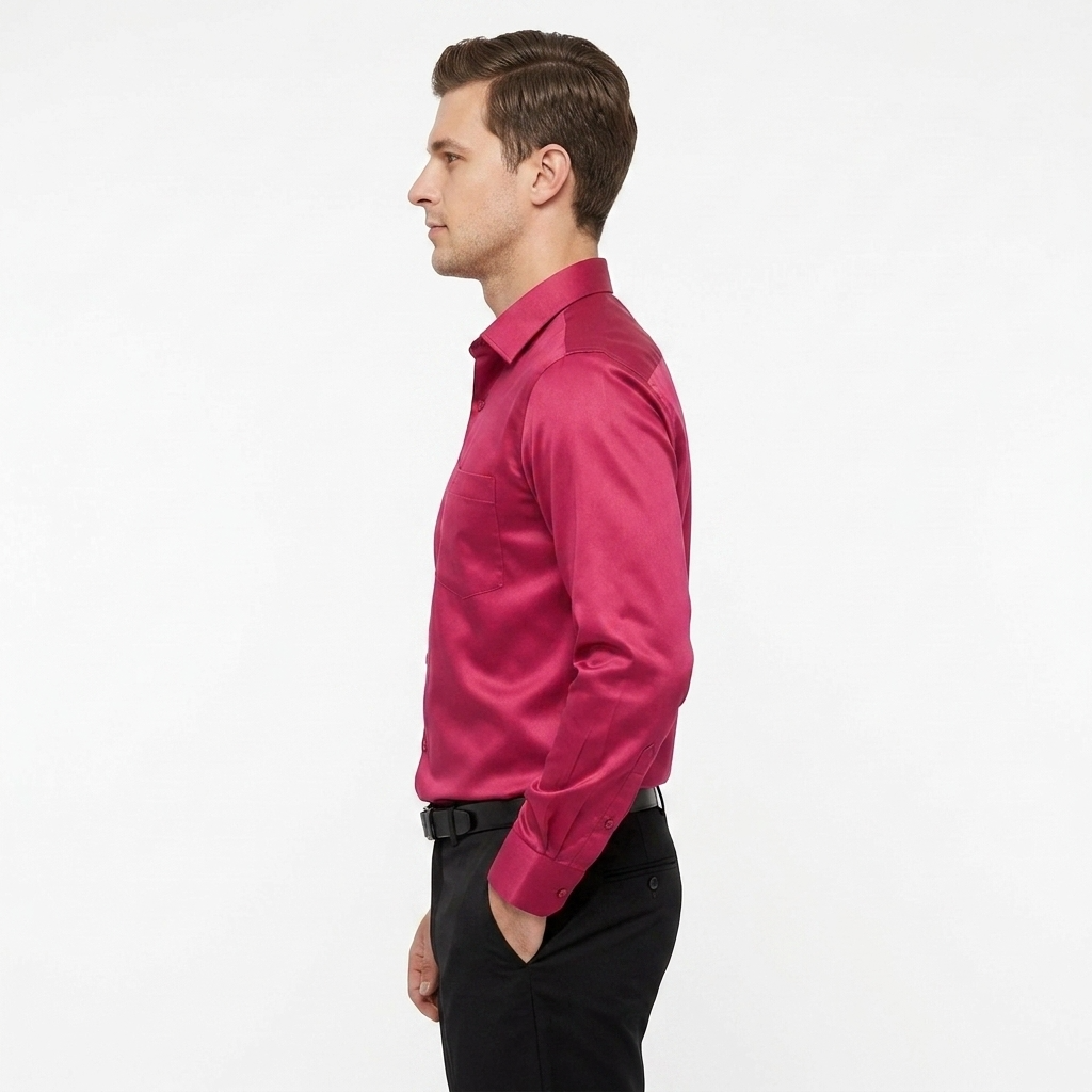 Men’s Soft Satin Full-Sleeve Casual & Party Wear Shirt – Red