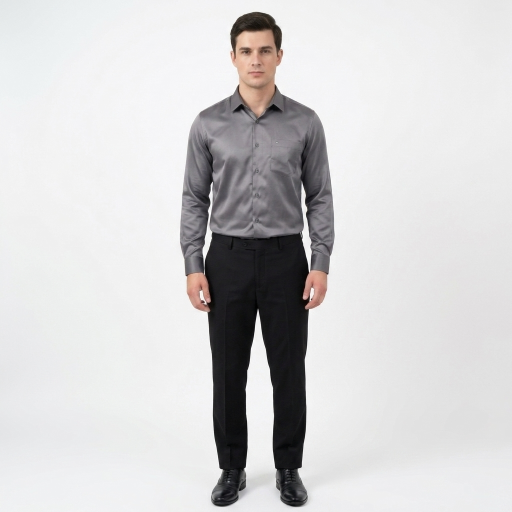 Men’s Soft Satin Full-Sleeve Casual & Party Wear Shirt – Dark Grey