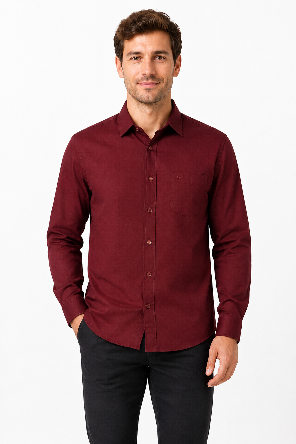 Men’s Premium Cotton Full Sleeve Formal Office Shirt – Maroon
