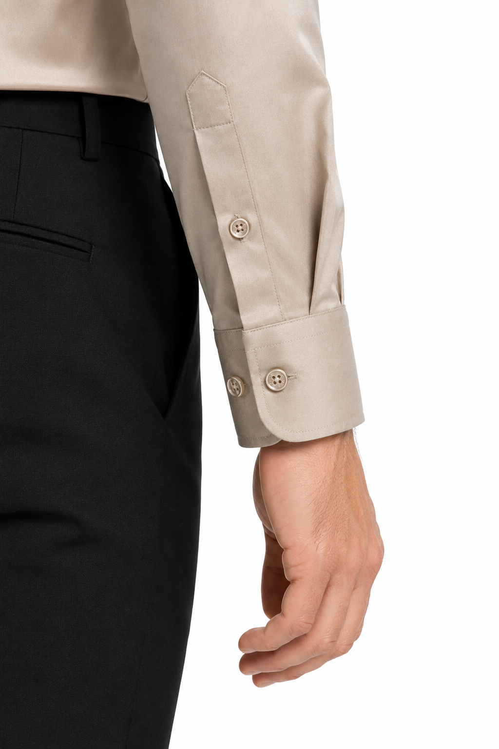 Men’s Premium Full Sleeve Satin Shirt – Beige