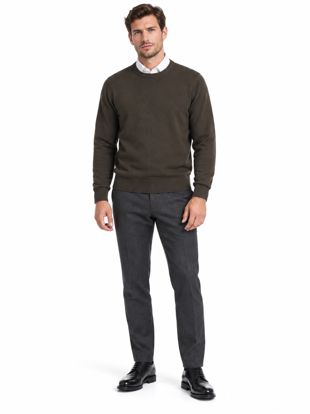 Lazy Crazy London Men's Crew Neck Jumper - Olive Green