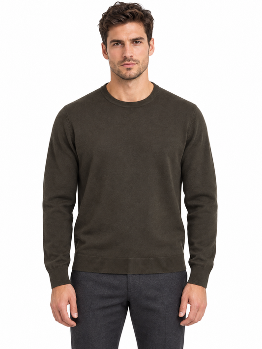 Lazy Crazy London Men's Crew Neck Jumper - Olive Green