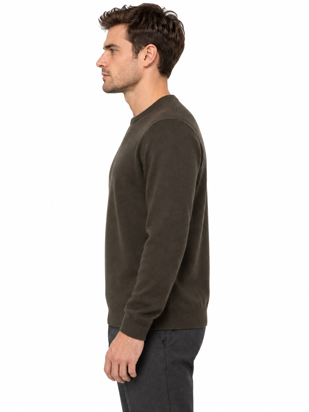 Lazy Crazy London Men's Crew Neck Jumper - Olive Green