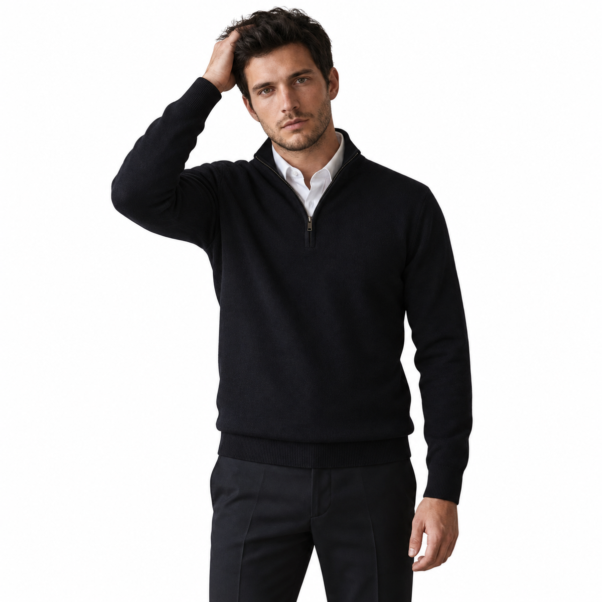 Lazy Crazy London Men's Black Quarter Zip Jumper - Black