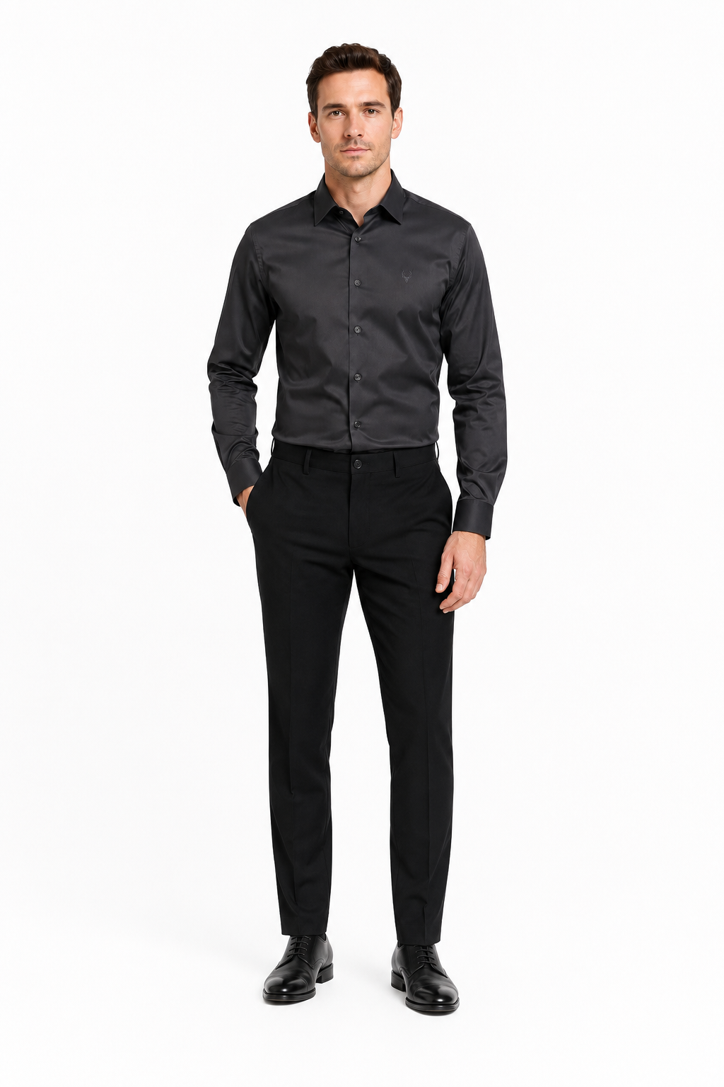 Men’s Premium Full Sleeve Satin Shirt – Charcoal