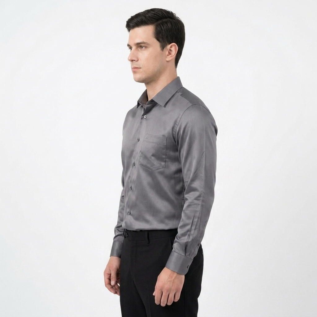 Men’s Soft Satin Full-Sleeve Casual & Party Wear Shirt – Dark Grey