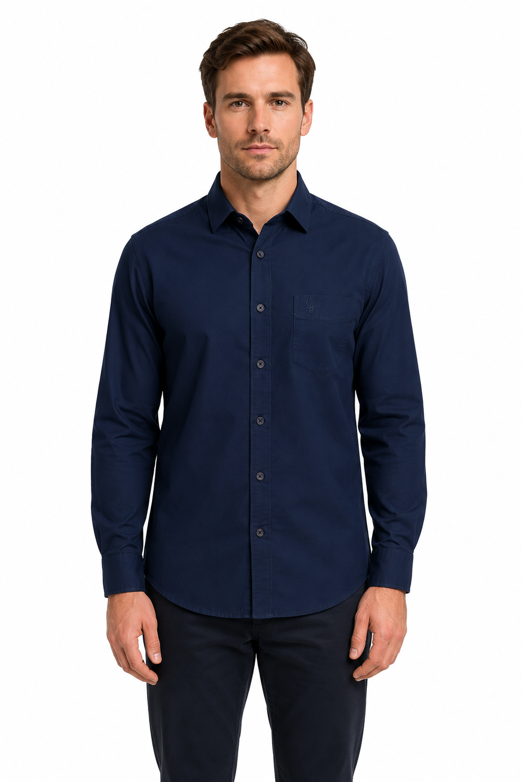 Men’s Premium Cotton Full Sleeve Formal Office Shirt – Navy