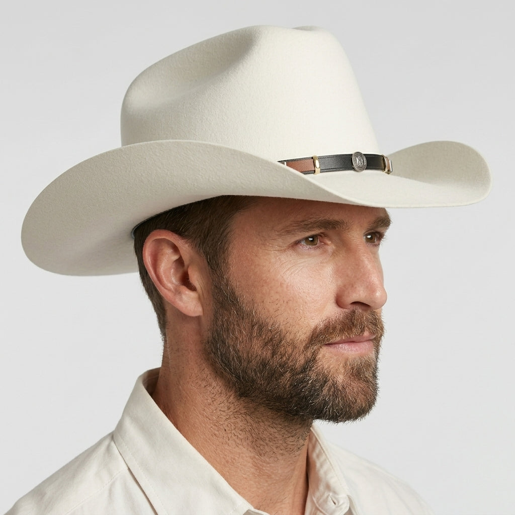 Men’s Gladwin Bond Western Classic Cattleman Pure Wool Cowboy Hat – White